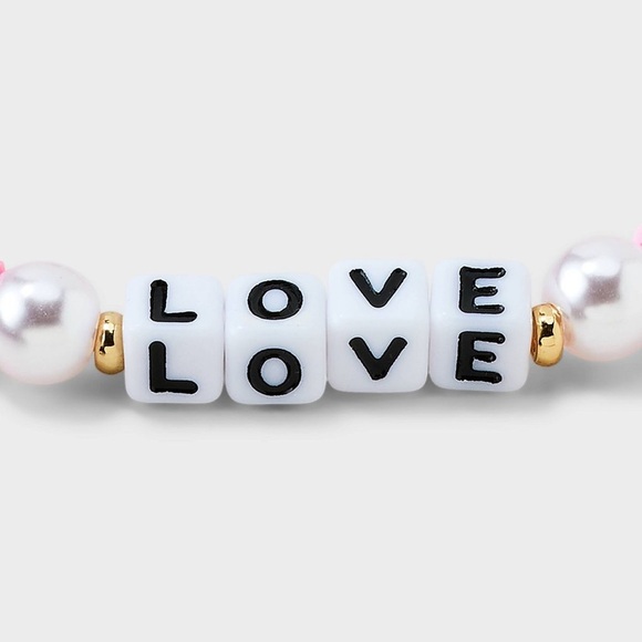 Little Words Project Love Beaded Bracelet - Size M/L - Pink/Pearl - NWT - Picture 5 of 8